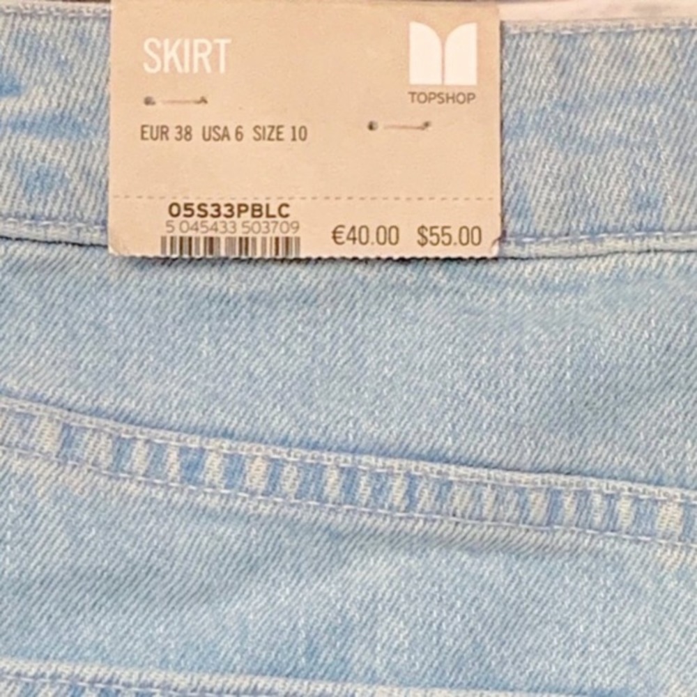 Topshop Denim Mini Bleached Jean Skirt Size 6 - Picture 5 of 7